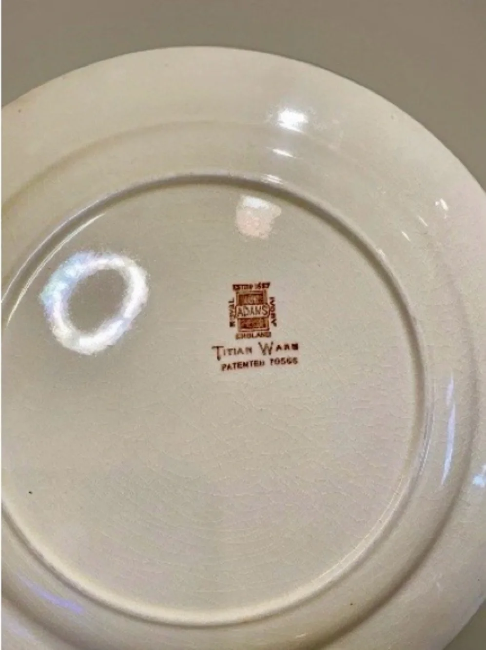 Adams Titan Ware Floral Center Dinner Plates 11 Gold Embossed Rim Set of 4 EUC